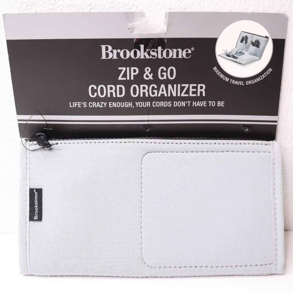 Brookstone zip & go cord organizer gray new